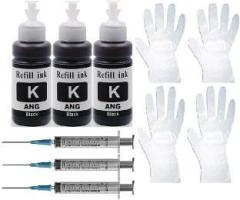 Ang Black Refill kit Combo Pack of High Yield Inkjet Cartridge Ink Refill Compatible for HP and Cannon Cartridge Printers 300ml Per Bottle Printer hp Ink with Syringe & Gloves Black Ink Cartridge