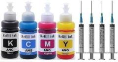 Ang Refill for Canon Pixma MP 287, MP 258, MP 276 100ml X 4 Bottles + 4 Syringes Black + Tri Color Combo Pack Ink Cartridge