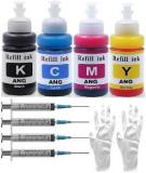 Ang Refill Kit Combo Pack Of High Yield Inkjet Cartridge Ink Refill Compatible For HP And Cannon Cartridge Printers 100ml Per Bottle Hp Ink With Syringe & Gloves Black + Tri Color Combo Pack Ink Cartridge