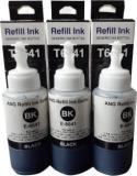 Ang T6641 Refill Ink For Use In Epson L100, L110, L130, L200, L210, L220, L300, L310, L350, L355, L360, L365, L455, L550, L555, L565, L1300 Printers 70 ML Pack Of 3 Black Ink Cartridge