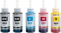 Asv Ink for Epson T664 L130 L220 L310 L360 L361 L380 L405 L565 L365 L485 L1300 Black + Tri Color Combo Pack Ink Bottle