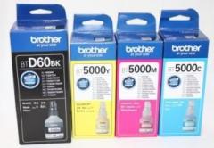 Brother Cartridg BTD60BK With BT5000C, BT5000M, BT5000Y Black + Tri Color Combo Pack Ink Bottle