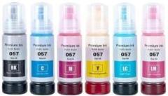 Canoff 057 Refill Ink Set For L8050, L18050 Printers LCyan, LMagenta, Black + Tri Color Combo Pack Ink Bottle