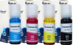 Dura Jet 003 Ink for Epson L3110, L3150, L3250, L3152, L3210 Printer Black + Tri Color Combo Pack Ink Bottle