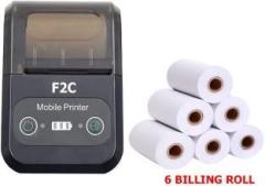 F2c 2 inch Bluetooth Thermal Receipt Printer with 6 Rolls Thermal Portable USB Mini Wireless Printer