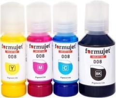 Formujet Ep 008 Pigment Ink 4 color Compatible Refill for Epson L15150, L15160, L15140 Black + Tri Color Combo Pack Ink Bottle