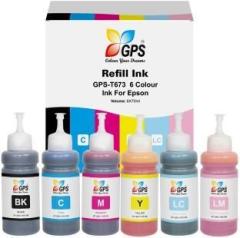 Gps Colour Your Dreams Refill Ink For Epson T673 Comptible 70ML X 6 Colour Set Black + Tri Color Combo Pack Ink Bottle