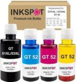 Inkspot GT51XL/53XL And GT 52 Refill Ink For HP Inktank + Smart Tank Printer Black + Tri Color Combo Pack Ink Bottle