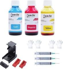 Needle 100ml CMY Cartridge Ink Refill Suction Toolkit for HP, Canon Cartridge Printers Tri Color Ink Bottle