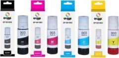 Quink 001 / 003 Ink For Epson L3110, L3100, L3115, L3116, L3150, L3151, L3152, L3156 Black + Tri Color Combo Pack Ink Bottle