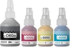 R C Print BTD60/ BT5000 Ink for Brother DCP T310, T300, T510, T500, T910, T710, T400W, T450W, Black + Tri Color Combo Pack Ink Bottle