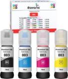 Ravaria 003 Compatible Ink For Epson Printer L1110 L3100 L3101 L3110 L3115 L3116 L3150 Black + Tri Color Combo Pack Ink Bottle