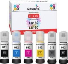 Ravaria 012 Prem / L8160 Printer Black + Tri Color Combo Pack Ink Bottle