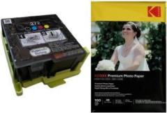 Shivam Technology T 372 For Use in PM 520 Printer + Glossy Photopaper 260GSMRC COATED Black + Tri Color Combo Pack Ink Cartridge