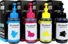 Splashjet T664 Ink For Ep L130, L380, L210, L220, L310, L350Printers Black + Tri Color Combo Pack Ink Bottle