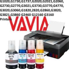 Vavia Ink Refill for Canon GI 71 G1020, G2020, G2021, G2060, G3020, G2021, G3060 Black + Tri Color Combo Pack Ink Bottle