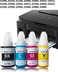 Vavia Ink Refill for Canon GI 790 G1000, G1010, G1100, G2000, G2002, G2010, G2012, G2100 PRIN Black + Tri Color Combo Pack Ink Bottle