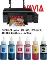 Vavia T673 Refill Ink for Epson L805, L800, L1800, L810, L850 Printer Black + Tri Color Combo Pack Ink Bottle