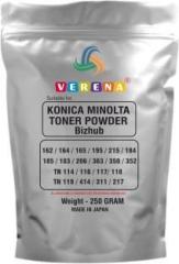 Verena High Quality Toner Powder 250Gm For Use In Konica Minolta Bizhub 162, 163, 152, 164, 195, 215, 226, 363 TN 114/TN 115/TN 116/TN 118 Refilling Toner Black Ink Toner Powder