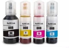 Verena Refill Ink 008FOREpsonL6460/L6490/L6550/L6570/L6580/L11160/L15150/L15160 Printer Black + Tri Color Combo Pack Ink Bottle