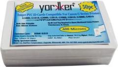 Yorkker Can Inkjet ID Cards SUPERTHIN 400 Micron PVC Cards pack of 50 pc Compatible with Canon Printers G1000, G2000, G2010, G3000, G3010, G4000, G4010 White Ink Toner