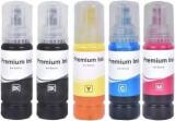 Zokio Refill Ink Pack Of 5 For 003 Epson L3110, L3150, L5190, L1110, L4150, L6170 Black + Tri Color Combo Pack Ink Bottle