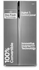 Candy 602 Litres Shiny Steel Frost Free Side By Side Refrigerator With 100% Convertible Technology, Digital Control Panel And Magic Convertible Cooling 2 door