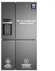 Electrolux 680 Litres Frost Free Inverter French Door Refrigerator, TasteSealFlex, TwinTech Cooling System, Glossy Dark Grey Stainless Steel, UltimateTaste 900, EQE6879A B