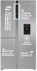 Haier 592 Litres 3Star HRT 683WISU1 3 Door Water Dispenser Side By Side Frost Free Refrigerator|Convertible|Wi Fi|Inverter|Digital Display Panel|Deo Fresh Technology