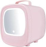 House 6 Litres Of Quirk Beauty Skincare Touch Screen Led Skin Care Makeup Mirror Cosmetics Beverage Babyfood Bedroom Car Use Mini Refrigerator (Pink)