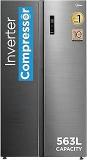 Midea 563 Litres MDRS710FGF46 Bru Steel Side By Side, Frost Free Refrigerator |Digital Display|Stabilizer Free Operation|Inverter Compressor