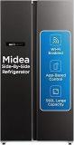 Midea 592 Litres MDRS791MIF28IND Jazz Black Side By Side, Frost Free Refrigerator|Wi Fi |Double |Voice Assistant |App Control |Inverter Compressor