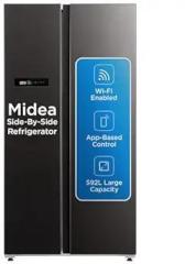 Midea 592 Litres MDRS791MIF28IND Jazz Black Side By Side, Frost Free Refrigerator|Wi Fi |Double |Voice Assistant |App Control |Inverter Compressor