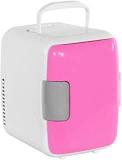 Mini 4 Litres Fridge, 12V Portable Cool Hot Dual Use Car Refrigerator Pink Electric Cooler, Retro Personal Fridge For Skin Care, Food, Fruits, Camping, Tailgating, Road Trip Travel