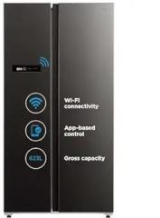 Midea 592 Litres MDRS791MIF28IND Jazz Black Side By Side, Wi Fi Double Door Refrigerator Voice Assistant, App Control, Inverter,