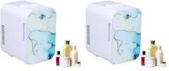 Rockwell 8 Litres Pack Of 2 Retro Mini Fridge And Warmer, AC/DC Portable Thermoelectric Cooler/Warmer For Skincare, Cosmetics, Snacks & Medicine Blue