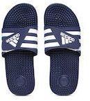 Adidas Navy Blue & White ADISSAGE Striped Sliders Men