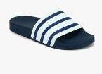 Adidas Originals Navy Blue Striped Sliders Men