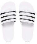 Adidas Originals White & Black ADILETTE Striped Sliders Men