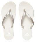 Adidas Silver Toned & Off White EEZAY Thong Flip Flops Women