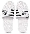 Adidas White & Black ADISSAGE Striped Sliders Men