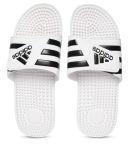 Adidas White & Black ADISSAGE Striped Sliders Women