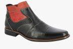 Alberto Torresi Black Leather Mid Top Flat Boots Men