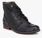 Alberto Torresi Navy Blue Mid Top Flat Boots Men