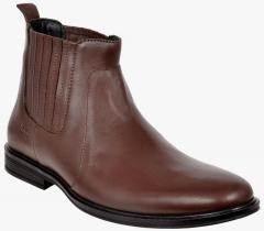 Allen Cooper Brown Leather Mid Top Boots men