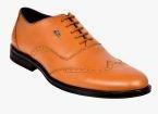 Allen Cooper Tan Leather Formal Shoes Men