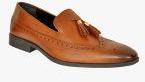 Allen Cooper Tan Slip On Formal Shoes Men