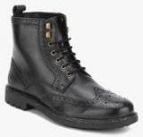 Allen Solly Black Brogue Boots Men