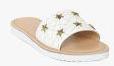 Aria Nica Off White Embellished Open Toe Flats girls