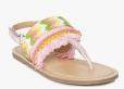 Aria Nica Pink Woven Design Open Toe Flats Girls